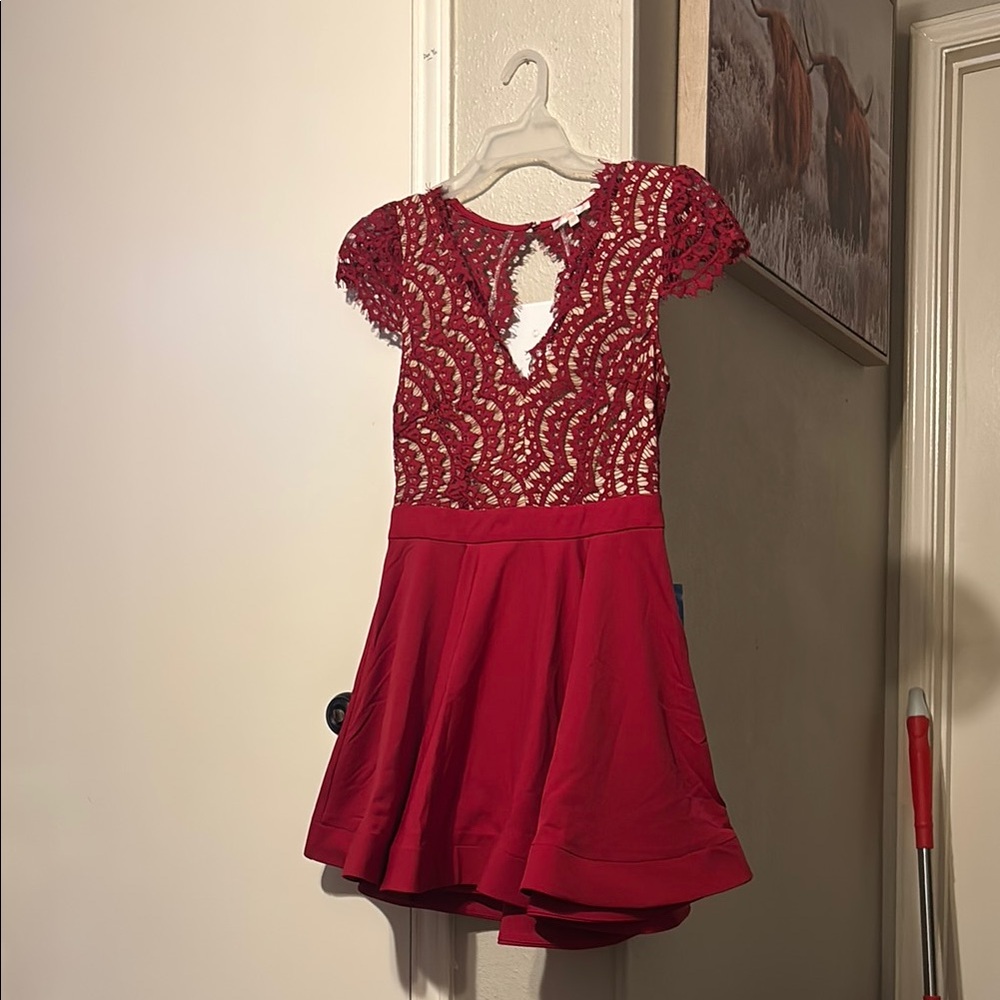 Elegant Red Lace Dress